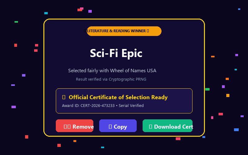 Winner modal in Book Club Wheel