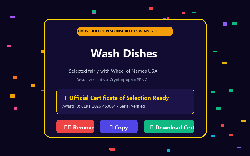 Winner modal in Chore Wheel
