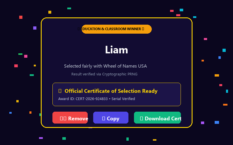 Winner modal in Classroom Picker Wheel