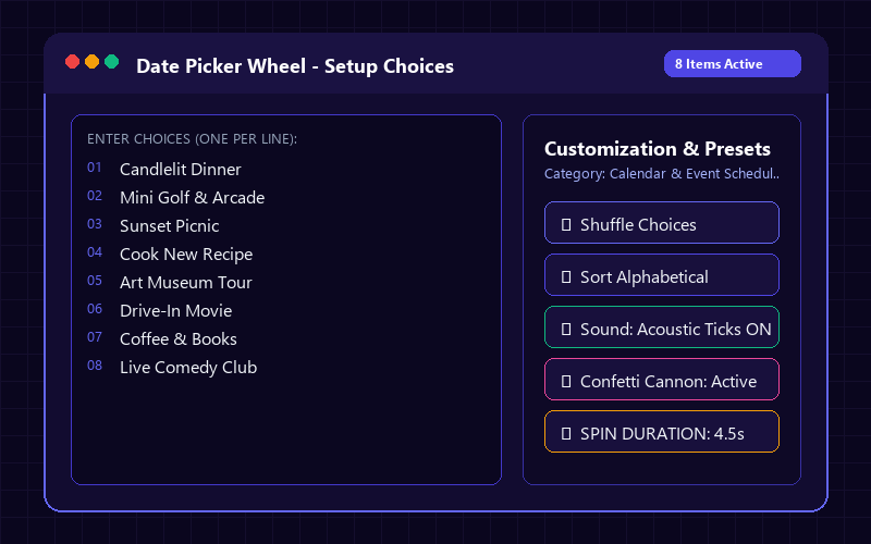 Entering names in Date Picker Wheel