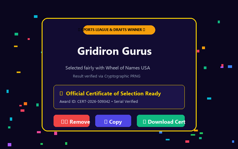 Winner modal in Fantasy Draft Wheel