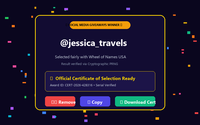 Winner modal in Instagram Comment Picker Wheel
