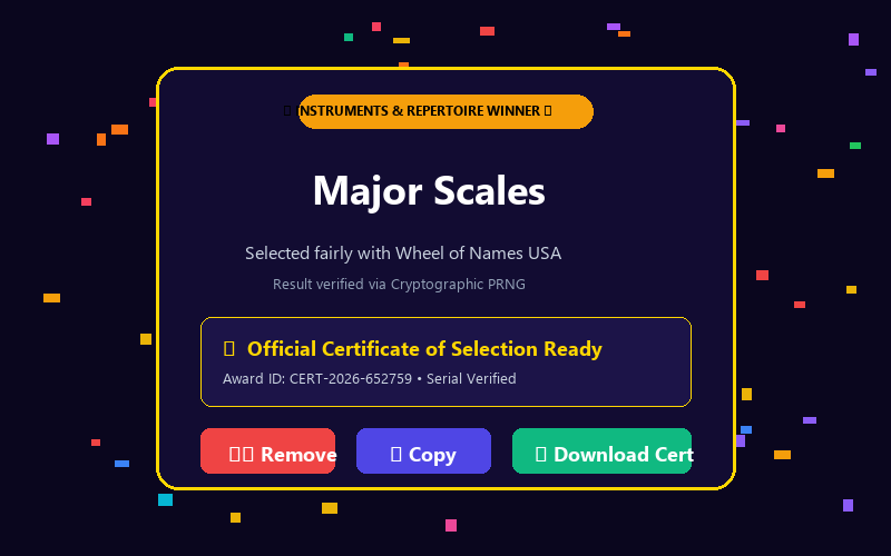 Winner modal in Music Practice Wheel