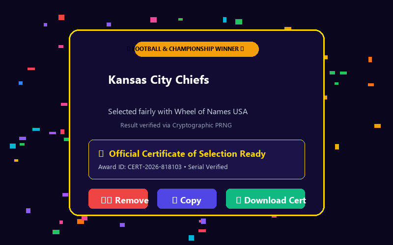 Winner modal in Nfl Picker Wheel