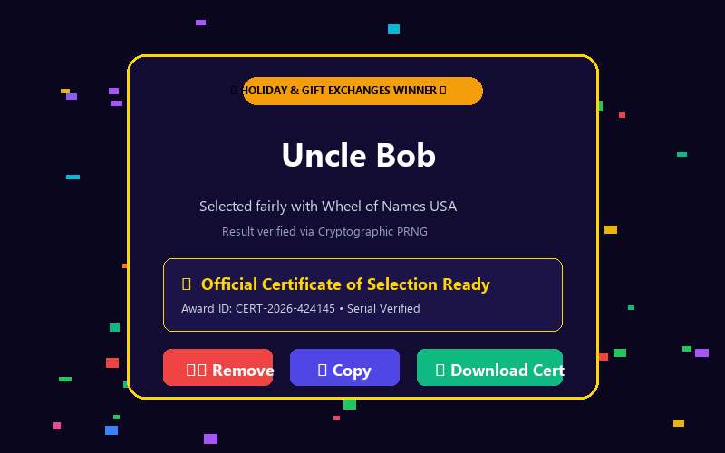 Winner modal in Secret Santa Wheel
