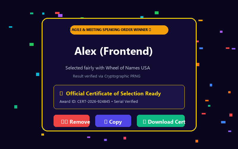 Winner modal in Team Standups Wheel