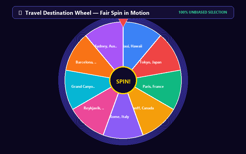 Spinning Travel Destination Wheel