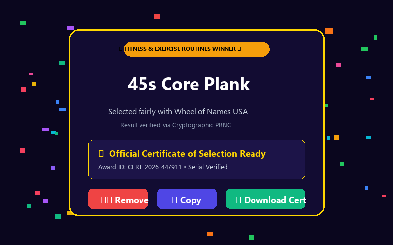Winner modal in Workout Roulette Wheel